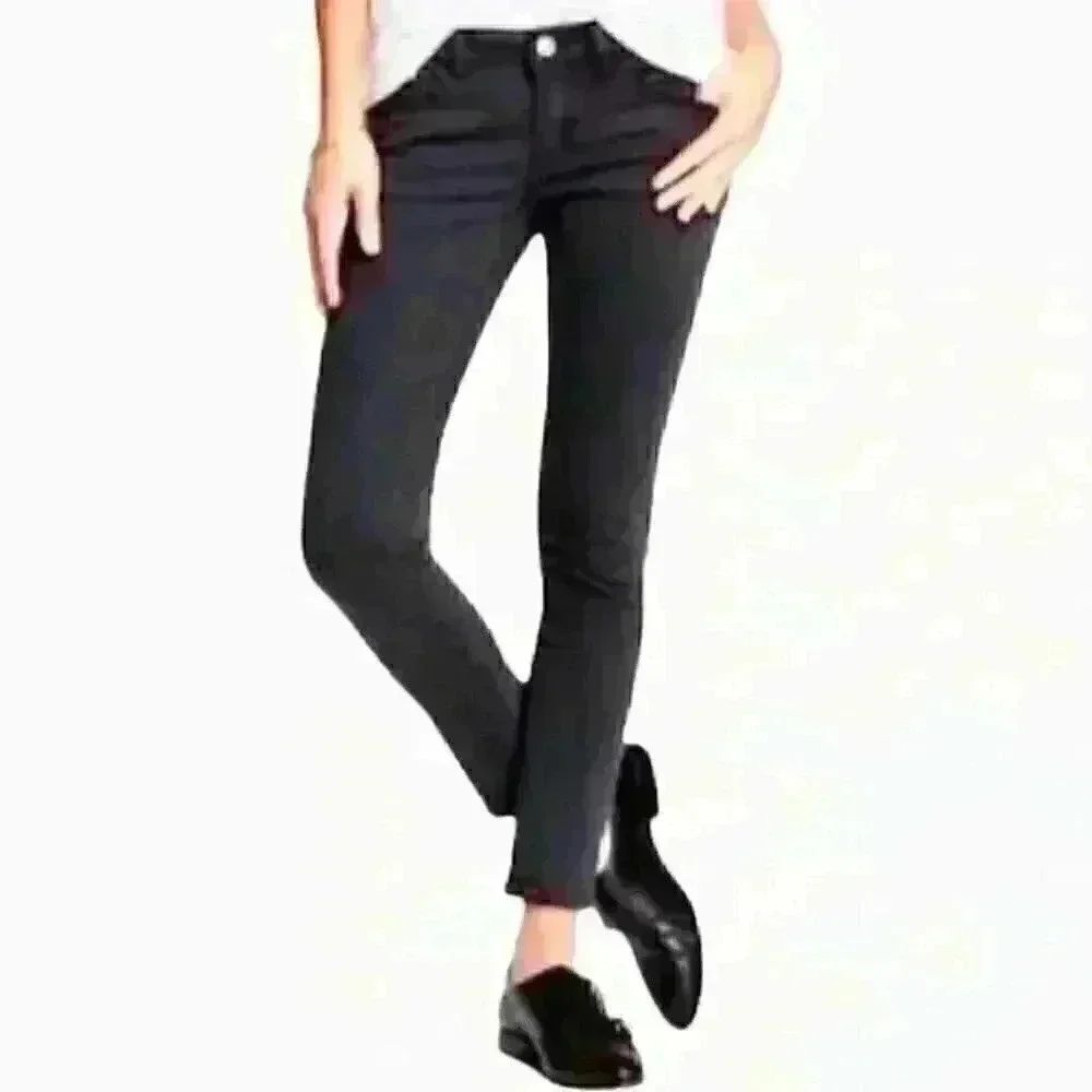The Kooples High Waist Slim Leg Denim Jeans in Grey